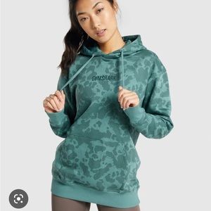 Gymshark Camo Graphic Oversized Hoodie - Dark Green